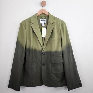BOBBLEHAUS Green Ombre Tencel Twill Blazer Jacket Men's Large